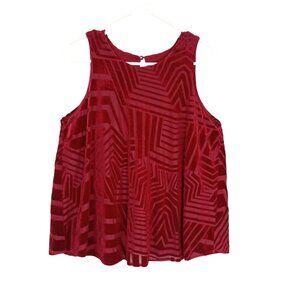 Anthropologie Sunday In Brooklyn Top Red Velvet Geometric Pattern Size S Women